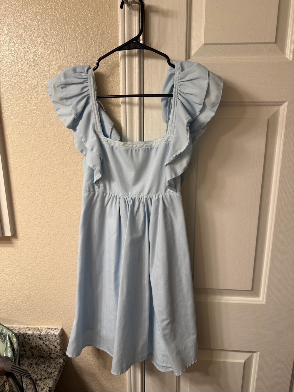 Lulu's Light Blue Ruffle Sleeve Mini Dress